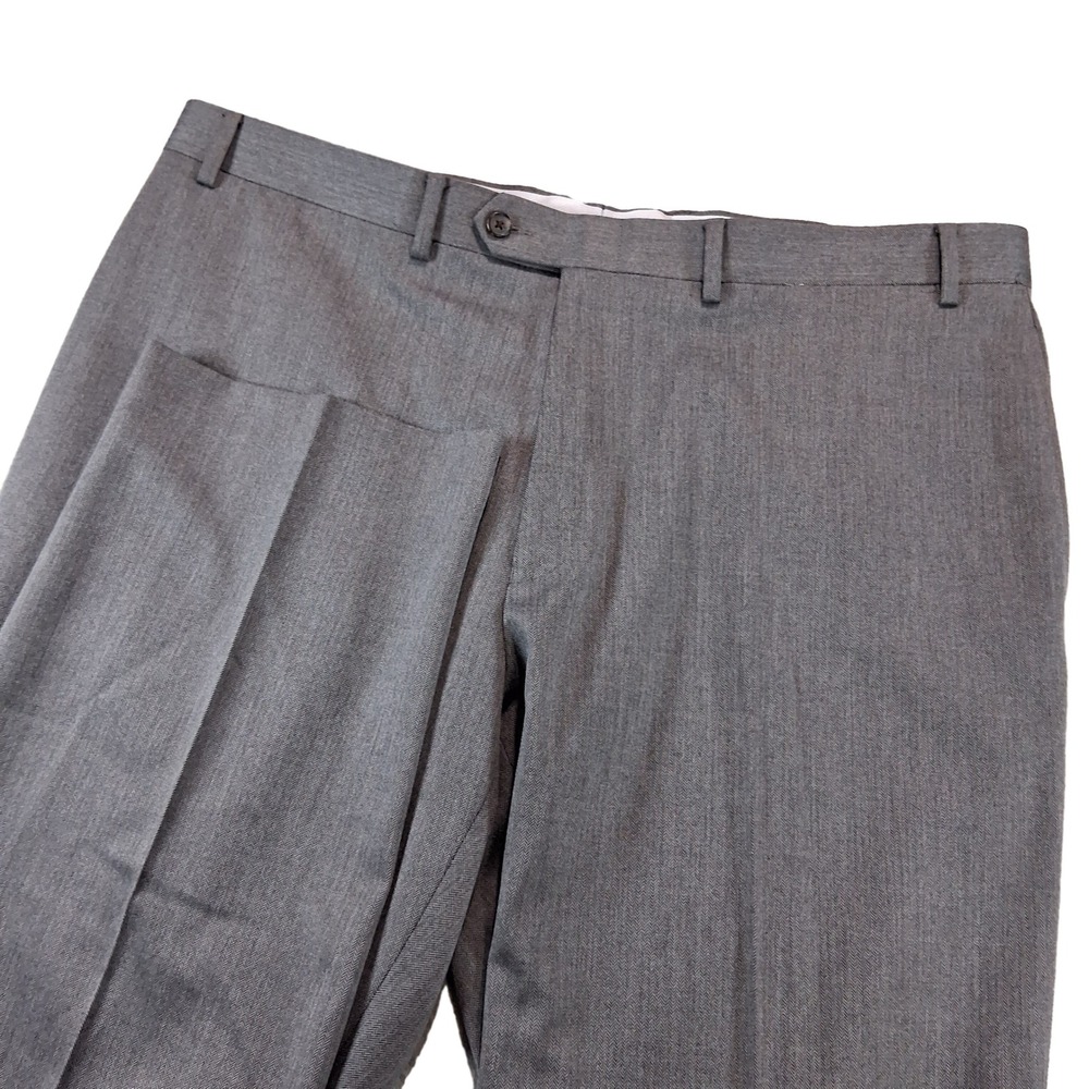 Ralph Lauren Dress Pants Mens 42W x 32L Grey Herringbone Flat Front Stretch